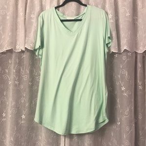Pale Sea Foam Green v neck shirt